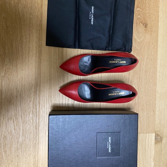 Saint Laurent Red Leather Pumps - Picture 2 of 2